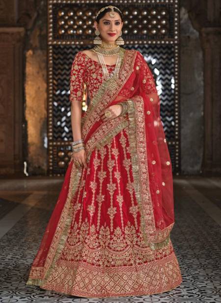 Red BARAAT BRIDAL HERITAGE VOL 35 New Latest Designer Velvet Wedding Wear Lehenga Choli Collection 2049